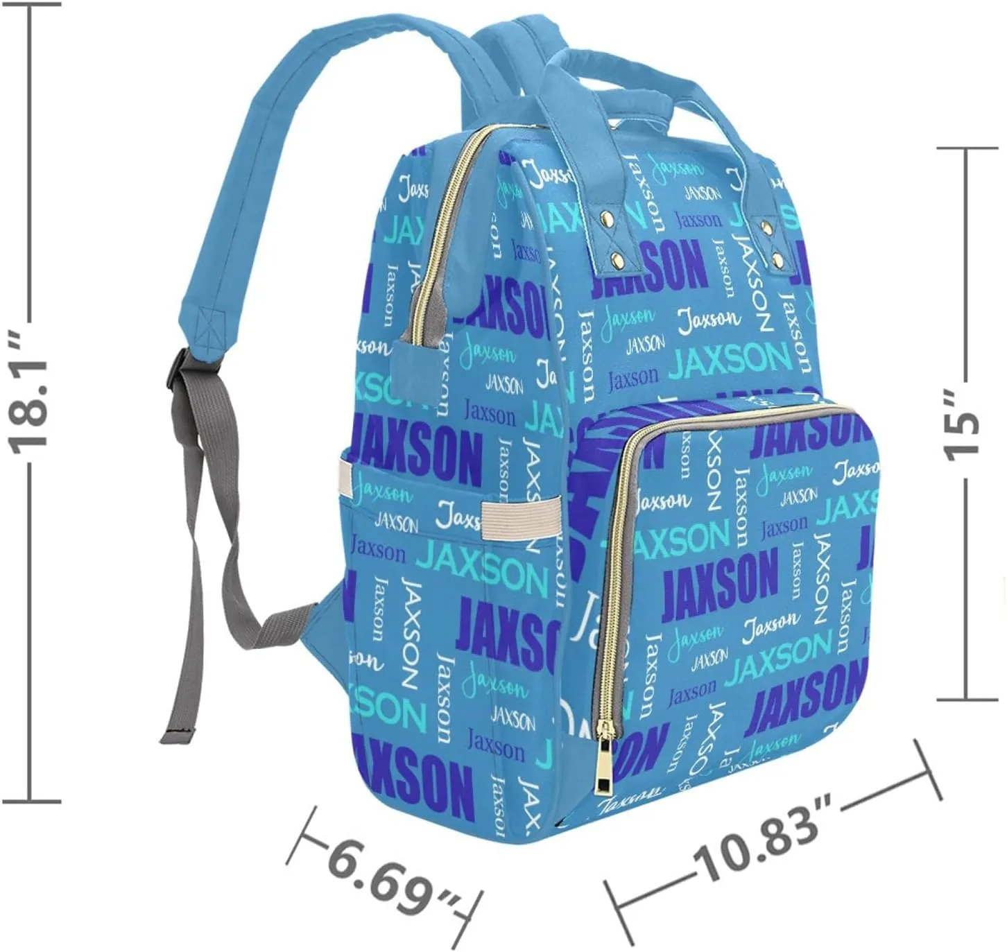 Customized Name Diaper Bag for Mom, Personalized Monogram Diaper Backpack for Mama Mommy Maternity, Large Capacity Nappy Bag for Baby Girls Boys, Travel Shoulder Bag for Women
