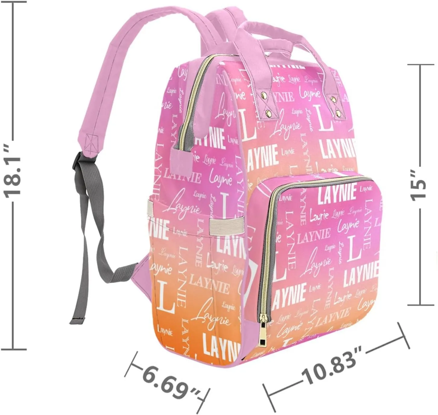 Customized Name Diaper Bag for Mom, Personalized Monogram Diaper Backpack for Mama Mommy Maternity, Large Capacity Nappy Bag for Baby Girls Boys, Travel Shoulder Bag for Women