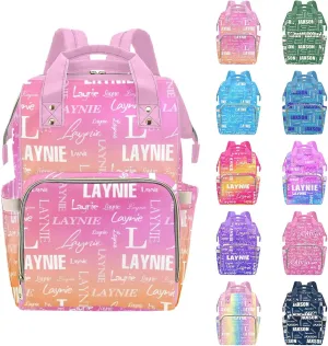 Customized Name Diaper Bag for Mom, Personalized Monogram Diaper Backpack for Mama Mommy Maternity, Large Capacity Nappy Bag for Baby Girls Boys, Travel Shoulder Bag for Women