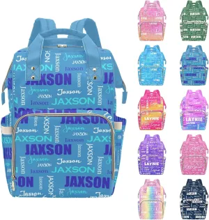 Customized Name Diaper Bag for Mom, Personalized Monogram Diaper Backpack for Mama Mommy Maternity, Large Capacity Nappy Bag for Baby Girls Boys, Travel Shoulder Bag for Women