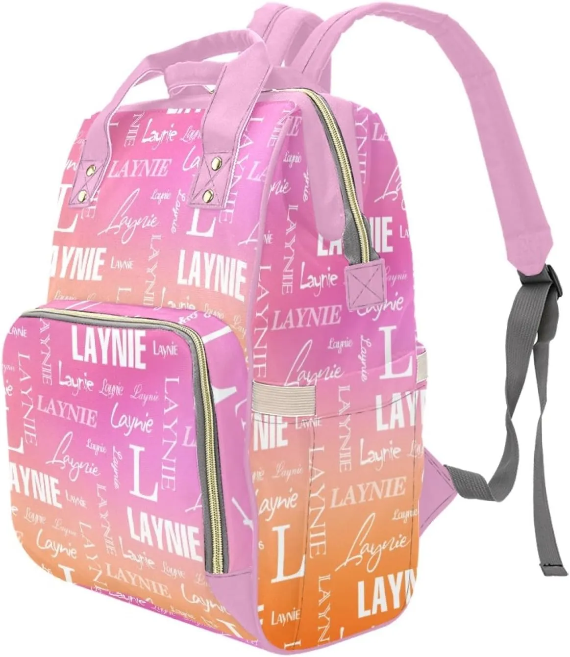Customized Name Diaper Bag for Mom, Personalized Monogram Diaper Backpack for Mama Mommy Maternity, Large Capacity Nappy Bag for Baby Girls Boys, Travel Shoulder Bag for Women