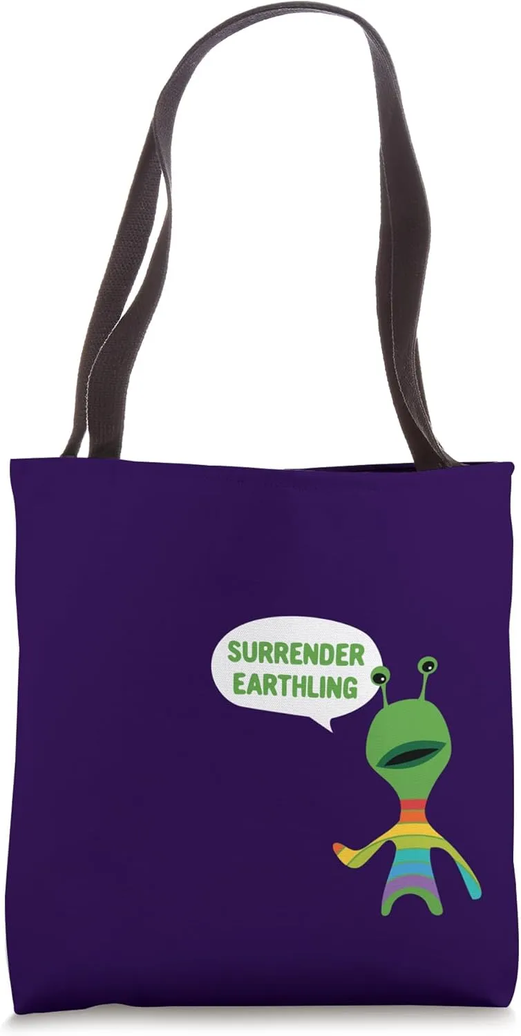 Cute Alien Rainbow LGBTQ  Pride Month Surrender Earthling Tote Bag