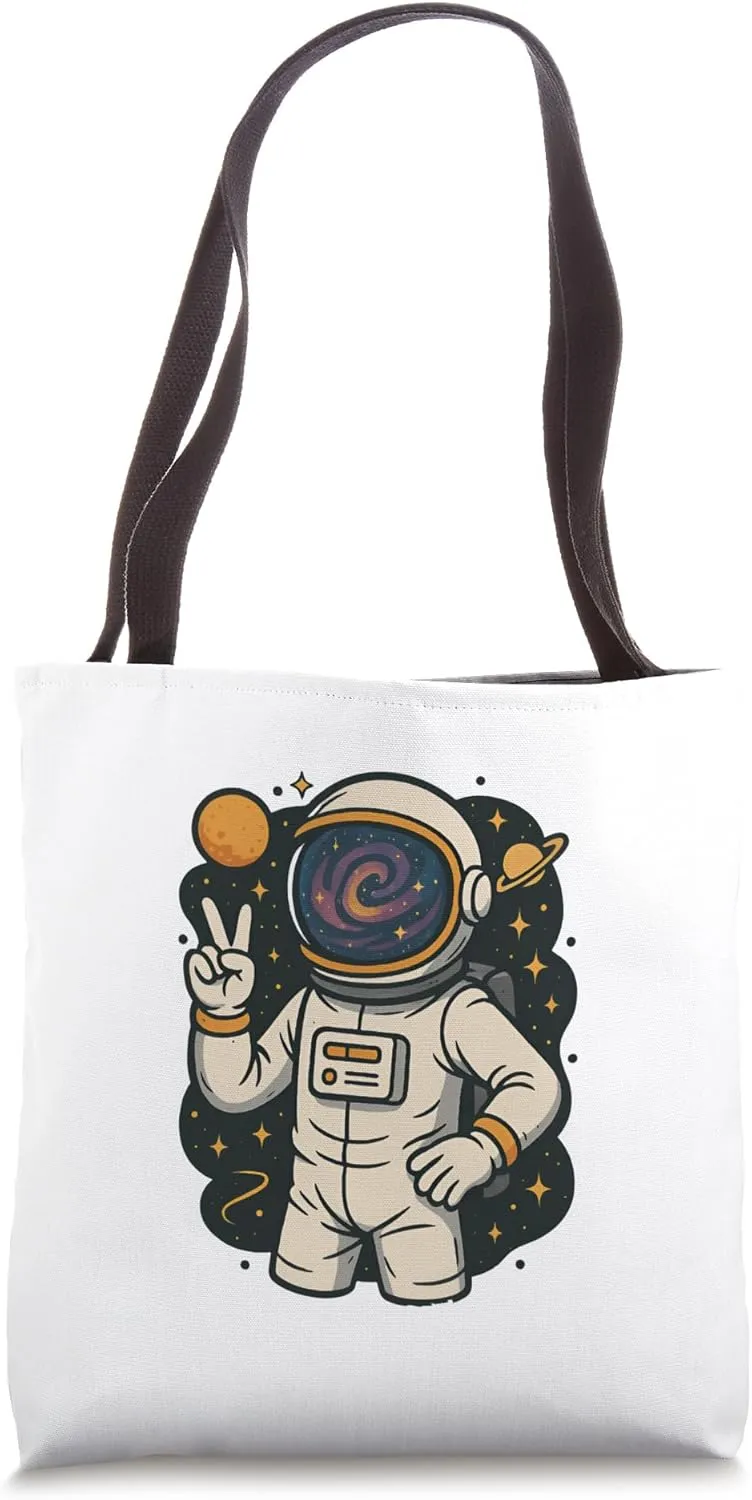 Cute Astronaut Peace Sign Spaceman Galaxy Astro Lover Tote Bag