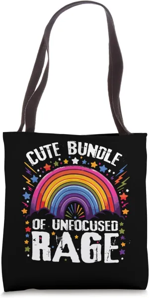 Cute Bundle Of Unfocused Rage Funny Pastel Goth Rainbow Tote Bag