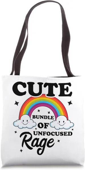 Cute Bundle Of Unfocused Rage Funny Pastel Goth Rainbow Tote Bag