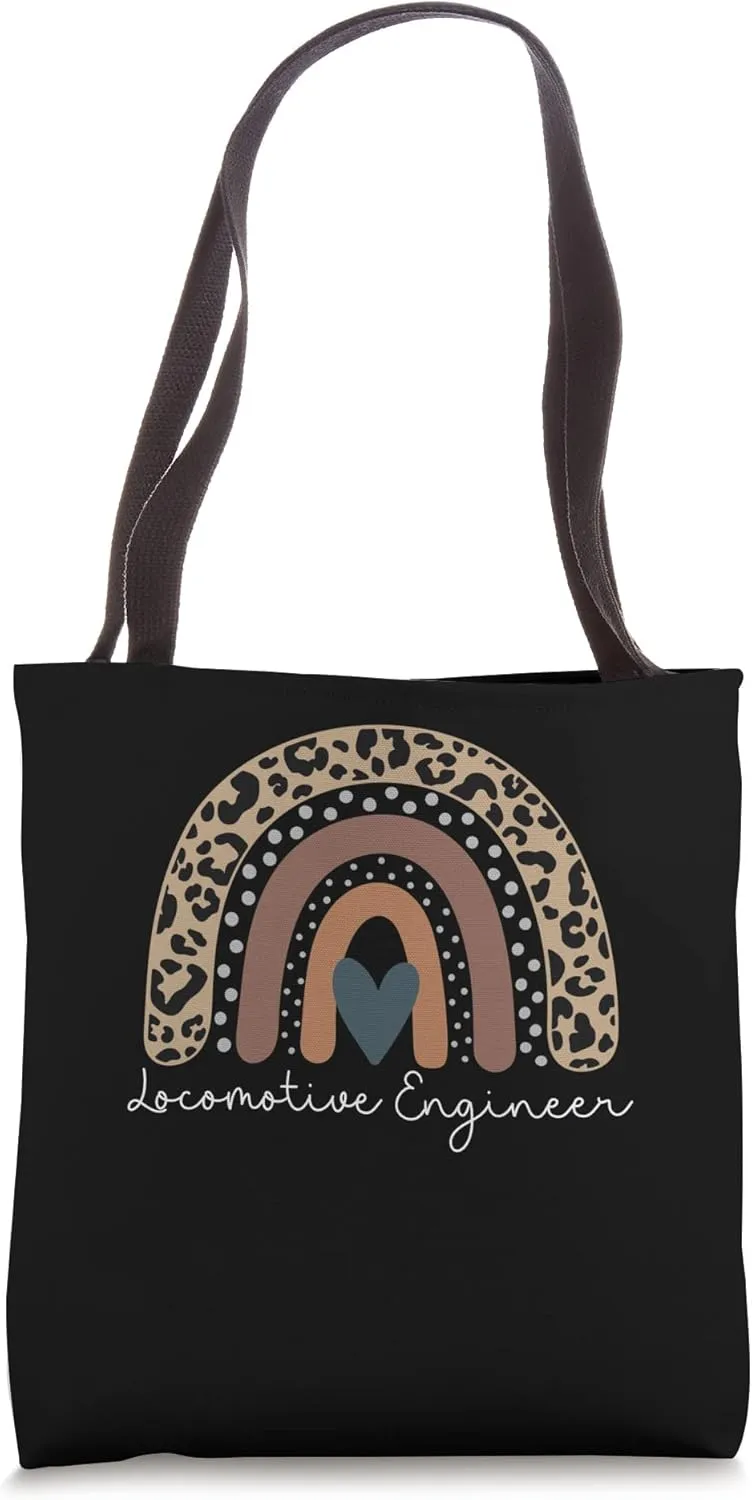 Cute Leopard Boho Rainbow for Locomotive Engineer Squad Tote Bag