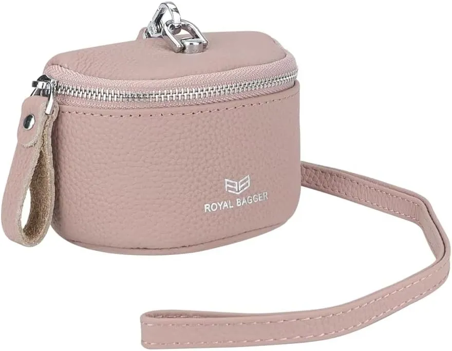 Cute Mini Coin Purse for Women - RFID Blocking, Genuine Leather Change Pouch Fashion Simple Storage Bag 2900 (Pink)