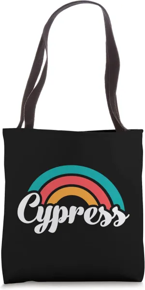 CYPRESS CA Retro Script Design With Rainbow Tote Bag