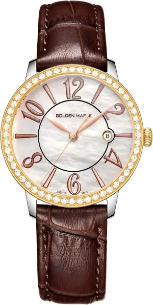 Dainty Watches for Women, Mother-of-Pearl Dial and Swiss Quartz Movement Ladies Watch with Leather Strap - Cloud Series