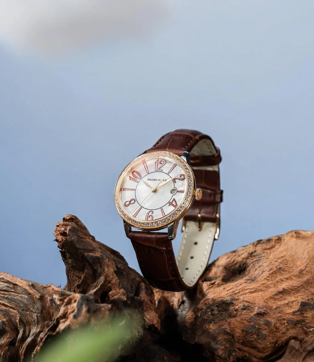 Dainty Watches for Women, Mother-of-Pearl Dial and Swiss Quartz Movement Ladies Watch with Leather Strap - Cloud Series