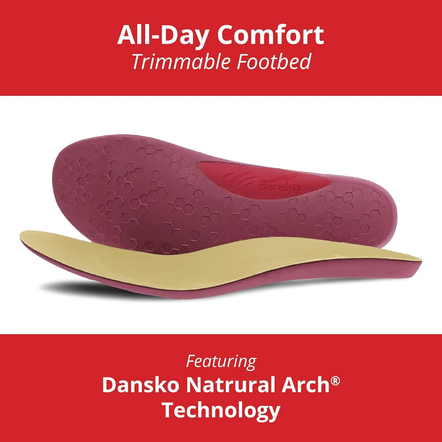 Dansko Women's Trimmable All-Day Comfort Footbed with Dansko Natural Arch Technology - Lightweight EVA for Flexibility and Softness, Arch Stabilizer for All-Day Support Small
