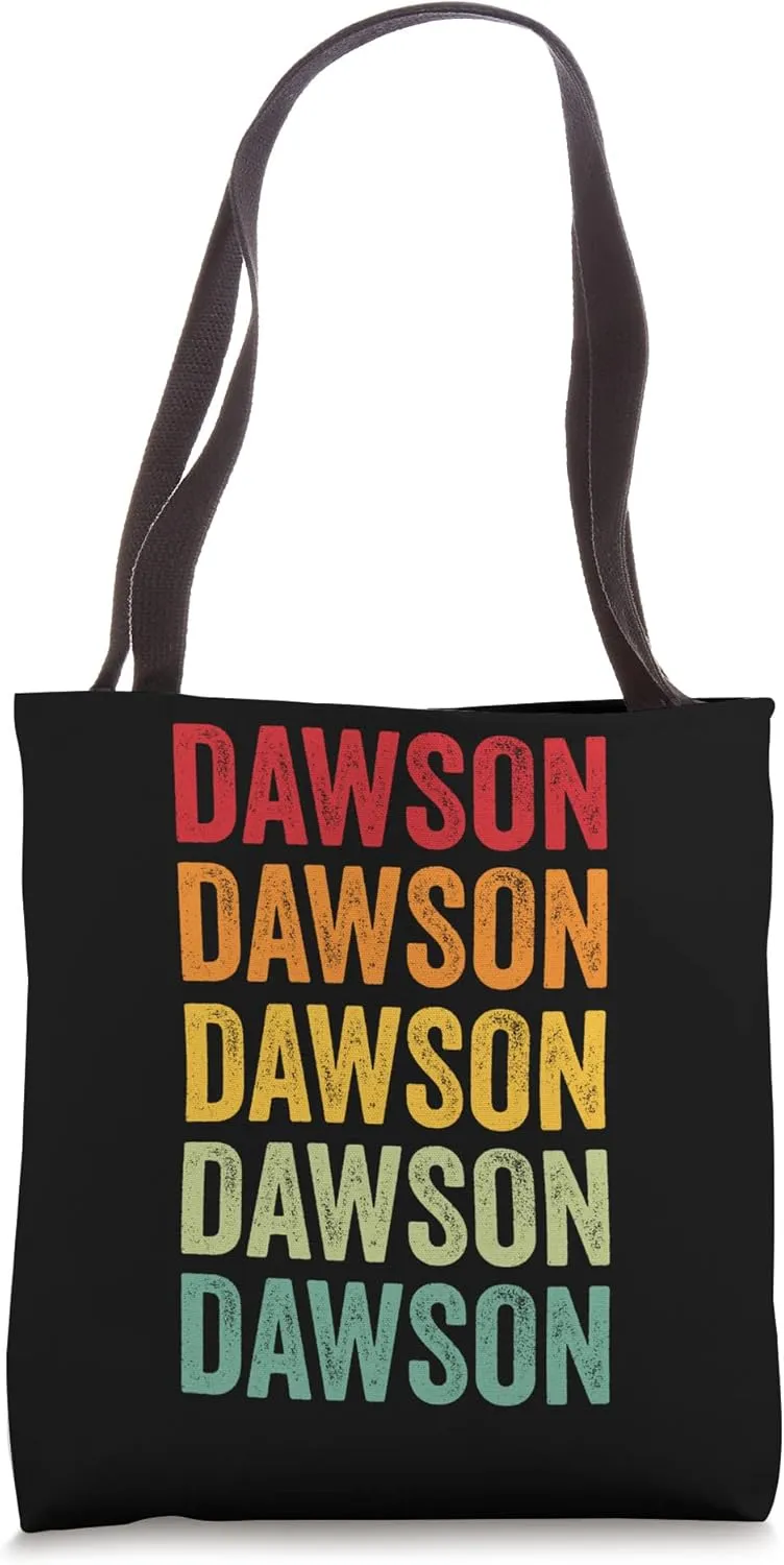 Dawson Rainbow Repetition of Dawson Name Text Tote Bag