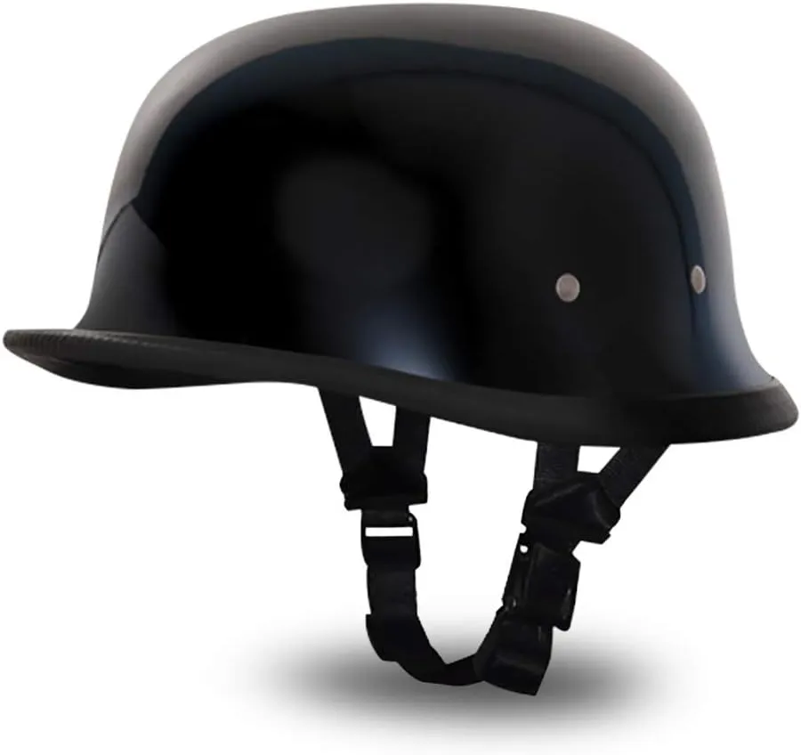 Daytona Helmets German Style Novelty Motorcycle Helmet - Timeless Classic Design, Comfortable Padded Liner, Adjustable Leather Chin Strap- Perfect Biker Accessory for Men & Women