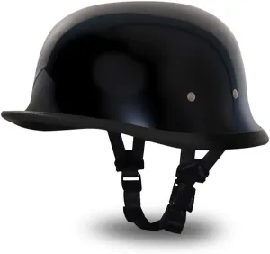 Daytona Helmets German Style Novelty Motorcycle Helmet - Timeless Classic Design, Comfortable Padded Liner, Adjustable Leather Chin Strap- Perfect Biker Accessory for Men & Women