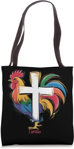 DeColores Cursillo Rainbow Rooster Catholic Tote Bag