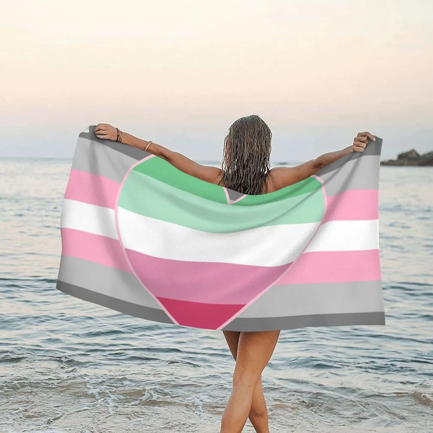 Demigirl Abro-Pride Flag LGBTQ Beach Towel Quick-Dry Bath Towel Lightweight Portable for Summer