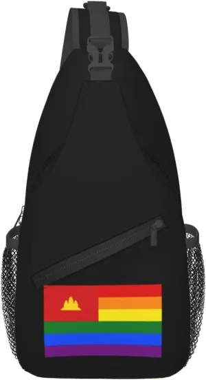 Democratic Kampuchea Rainbow Flag Crossbody Bags For Women Men Chest Backpack Gym Shoulder Bag Travel Outdoor Sports Casual Crossbody Bags