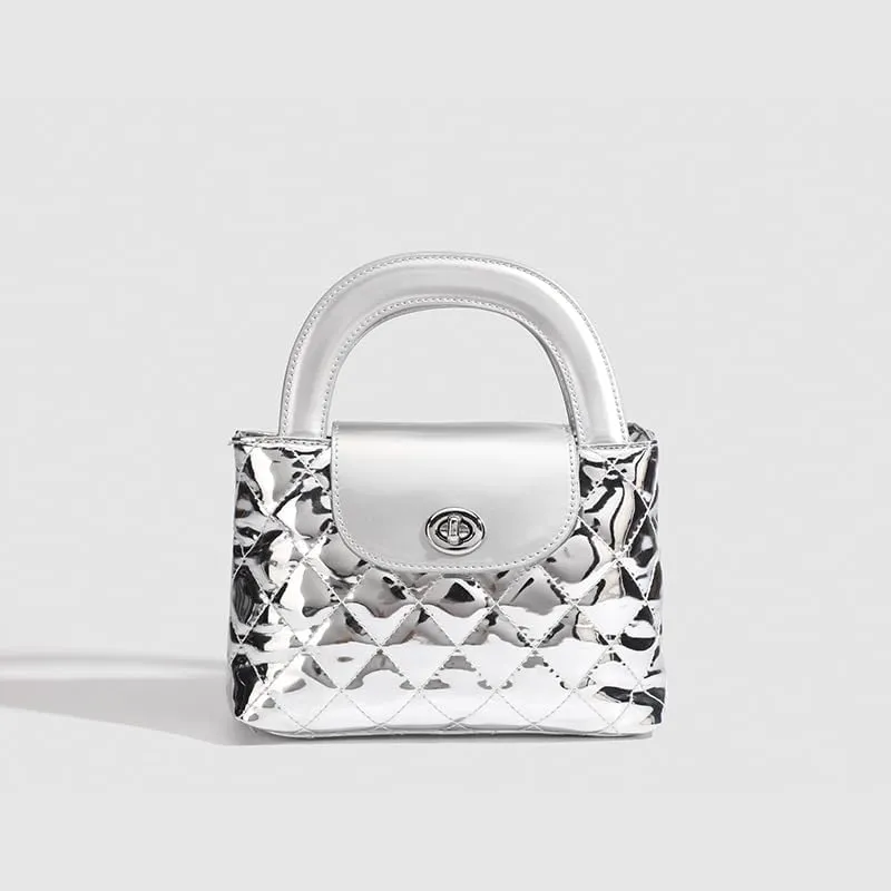 Diamond pattern patent leather handbag small square bag chain bag ladies commuting shoulder messenger bag