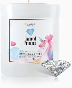 Diamond Princess Candle with Diamond Inside | Foreverwick Candles | Scented Soy Candles Gifts for Women Anniversary Candle | Anniversary Candles All-Natural Organic Soy Candle 14oz | 70h