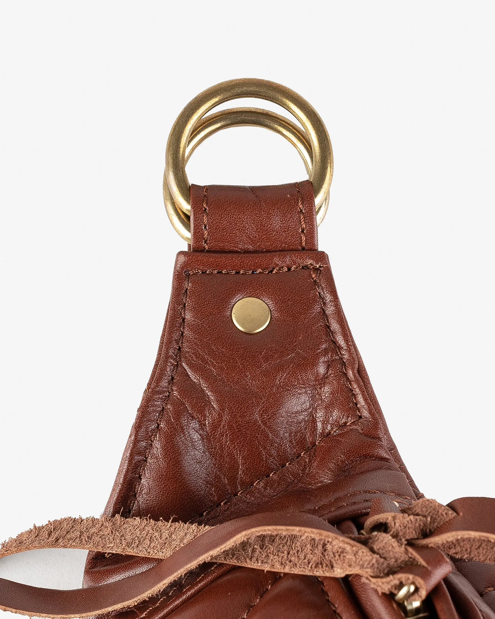 Diamond Stitched Leather Waist Bag - Brown