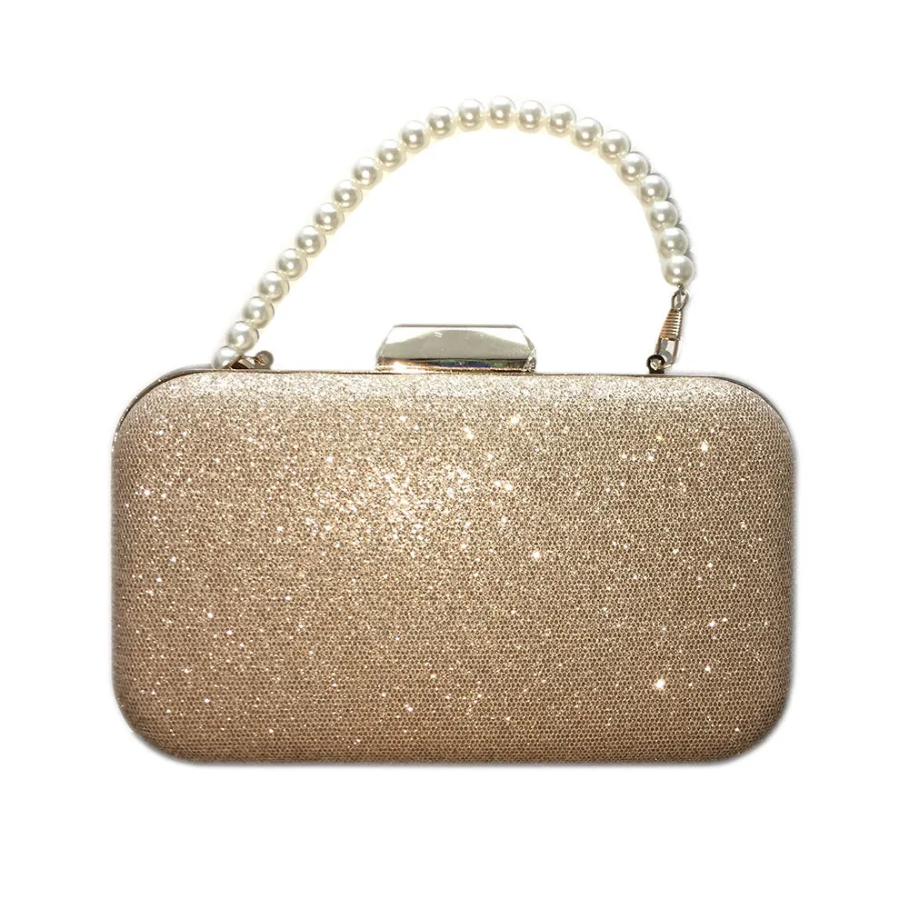 Diamond-studded pearl petal chain tassel dinner bag