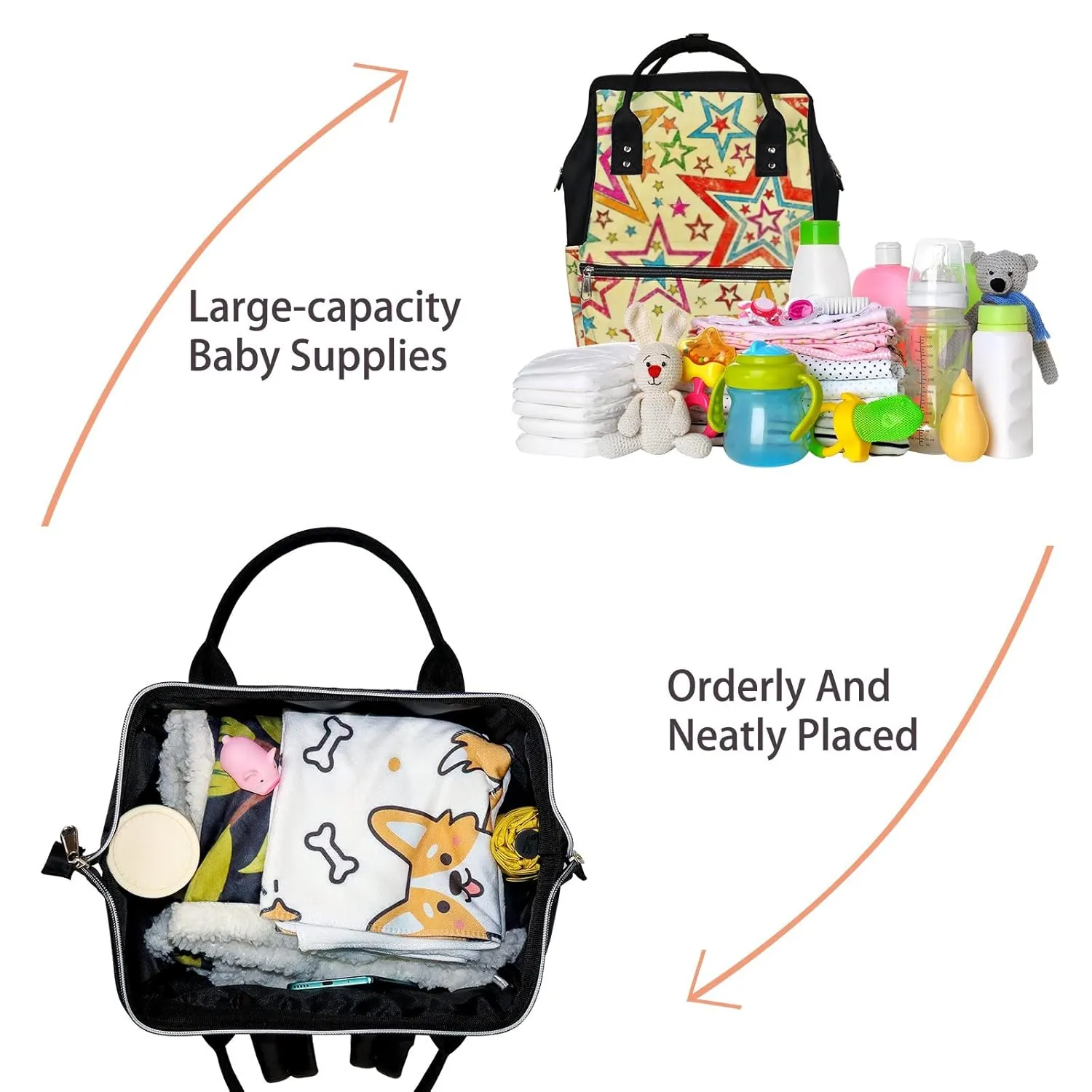 Diaper Bag Mummy Backpack Naive Art Abstract Stars Multifunction Baby Nappy Bag Large Capacity Nursing Bags Waterproof Travel Backpack