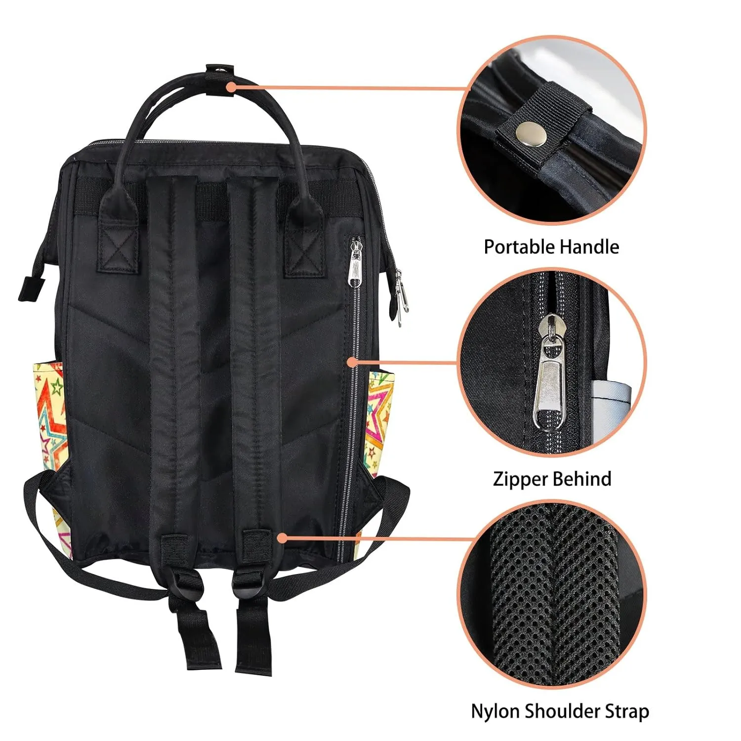 Diaper Bag Mummy Backpack Naive Art Abstract Stars Multifunction Baby Nappy Bag Large Capacity Nursing Bags Waterproof Travel Backpack