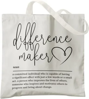 Difference Maker Sign Canvas Tote Bag -ToteBag, Thank You Gift for Women, Assistant Principal Appreciation Gifts