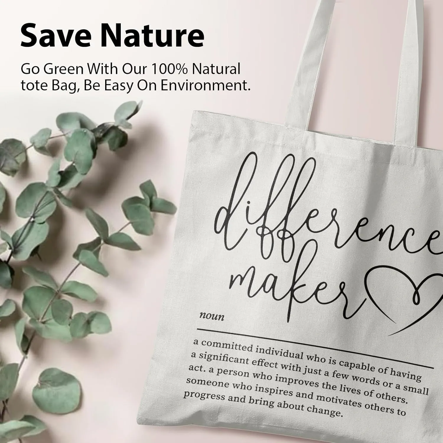 Difference Maker Sign Canvas Tote Bag -ToteBag, Thank You Gift for Women, Assistant Principal Appreciation Gifts