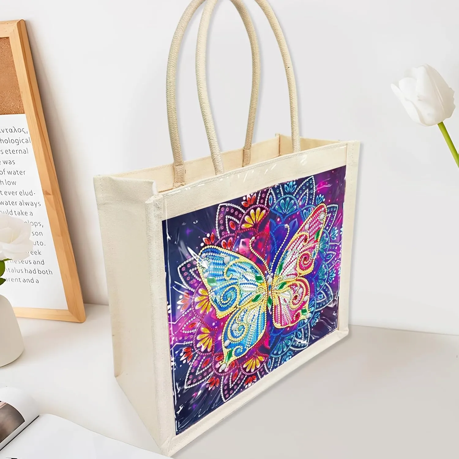 DIY Diamond Art Painting Handbag Handmade Non-Woven Shopping Tote Bags with Replace Pattern Reusable Grocery Bag