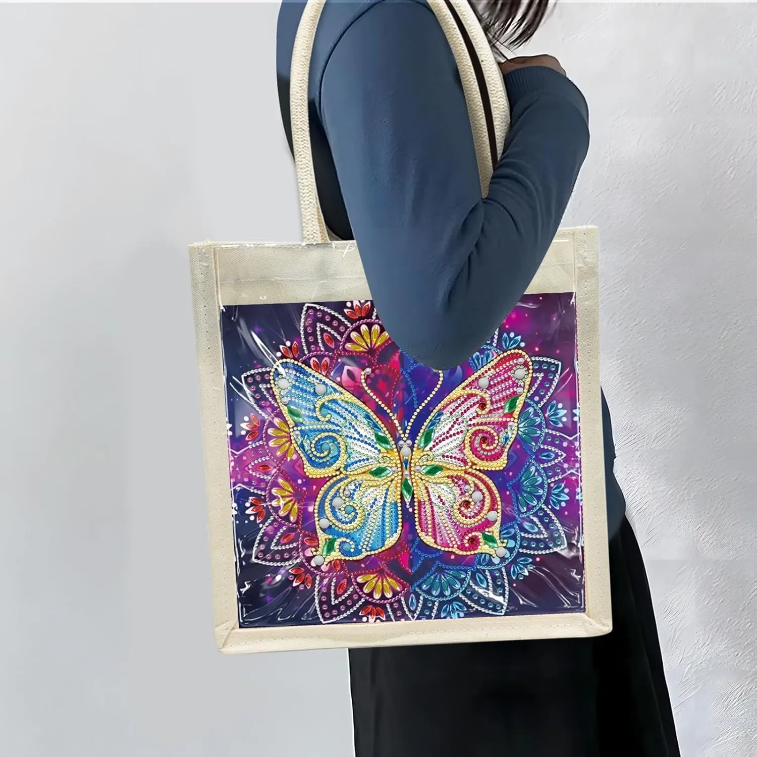 DIY Diamond Art Painting Handbag Handmade Non-Woven Shopping Tote Bags with Replace Pattern Reusable Grocery Bag