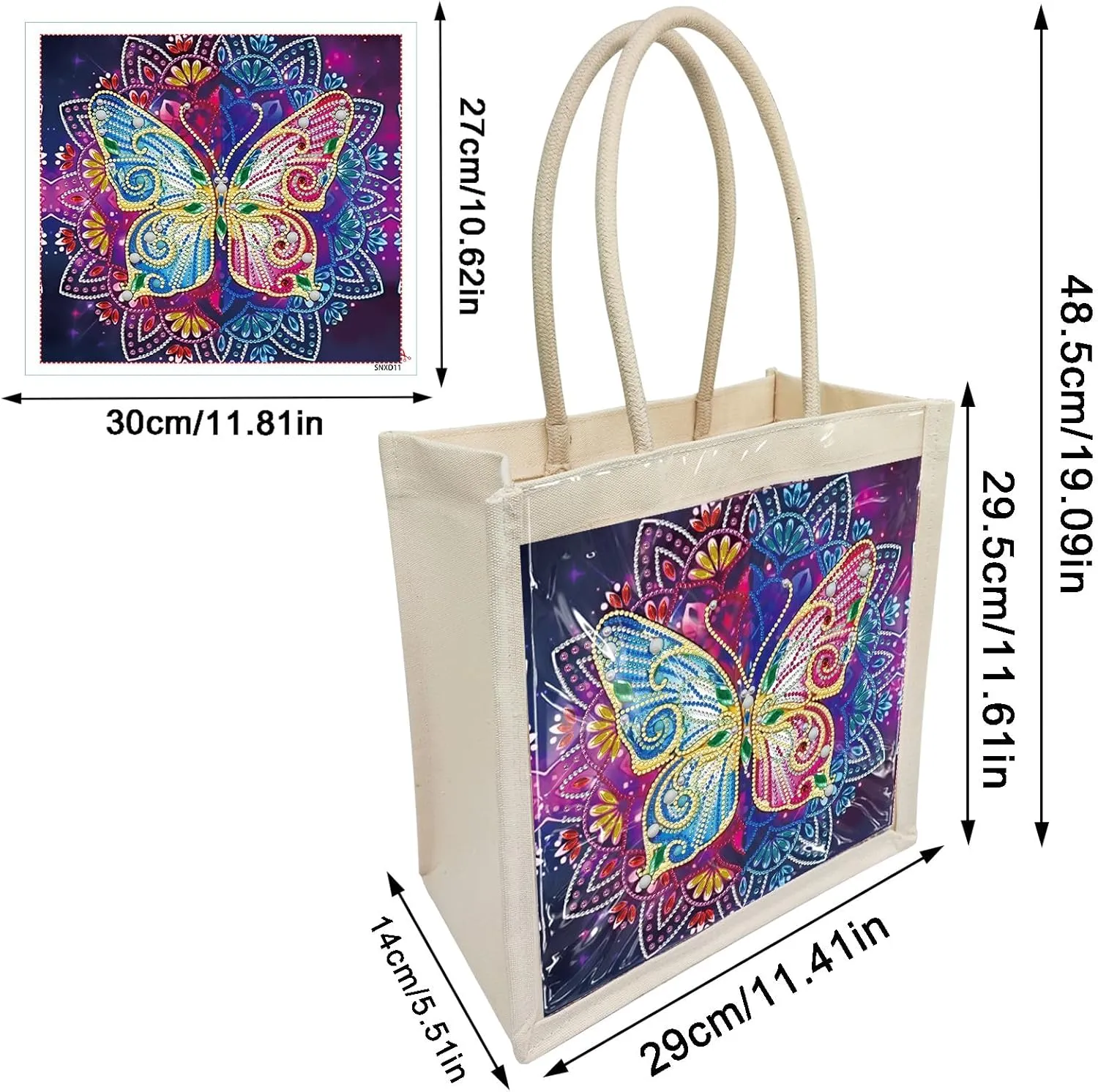 DIY Diamond Art Painting Handbag Handmade Non-Woven Shopping Tote Bags with Replace Pattern Reusable Grocery Bag