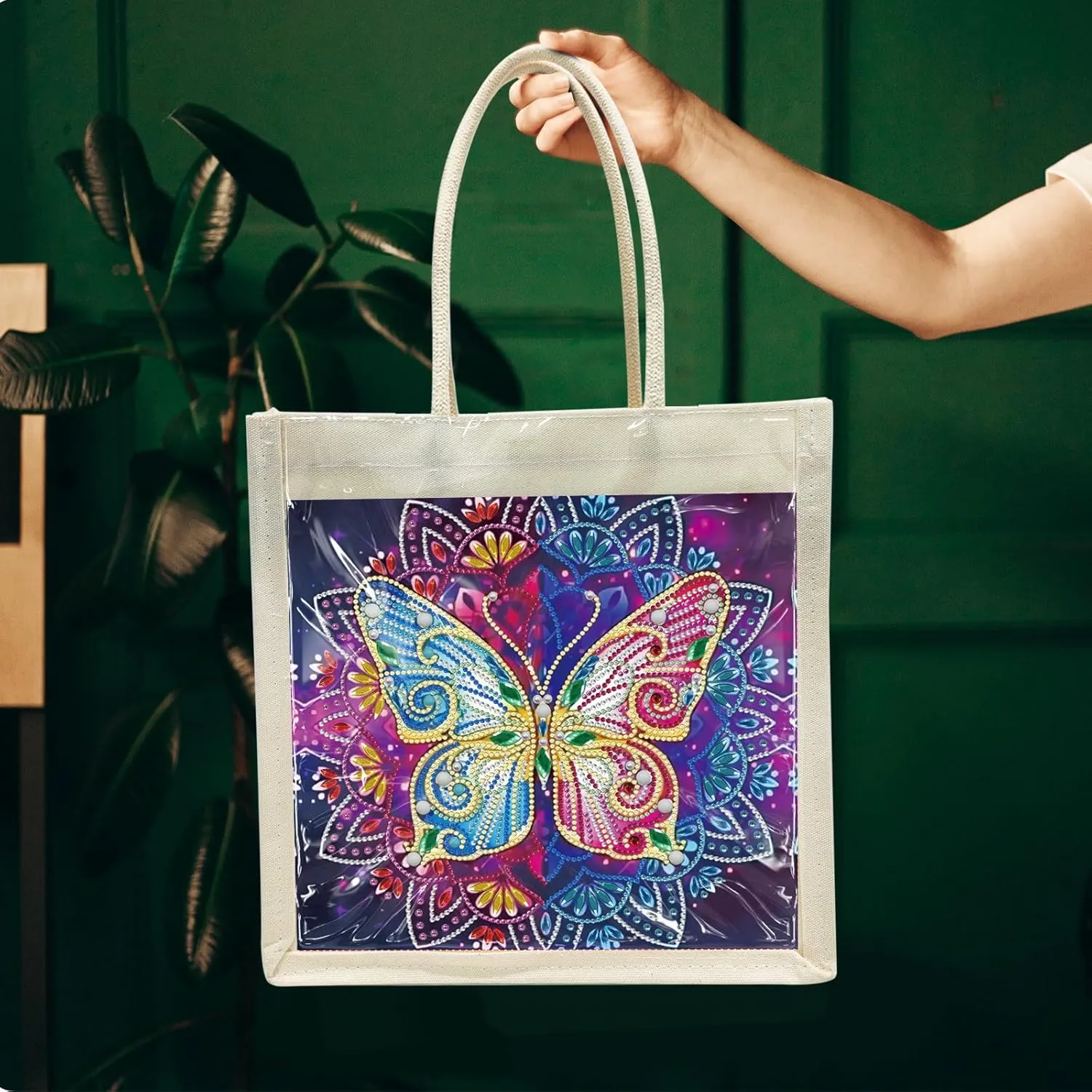 DIY Diamond Art Painting Handbag Handmade Non-Woven Shopping Tote Bags with Replace Pattern Reusable Grocery Bag