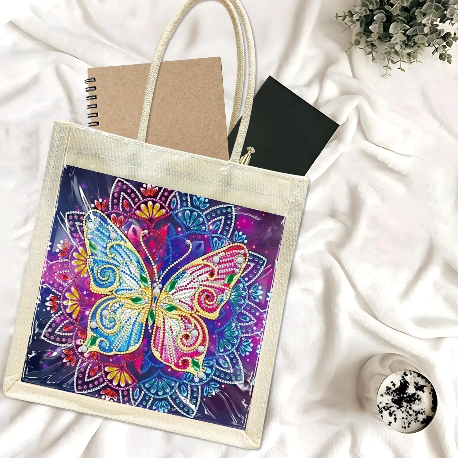 DIY Diamond Art Painting Handbag Handmade Non-Woven Shopping Tote Bags with Replace Pattern Reusable Grocery Bag