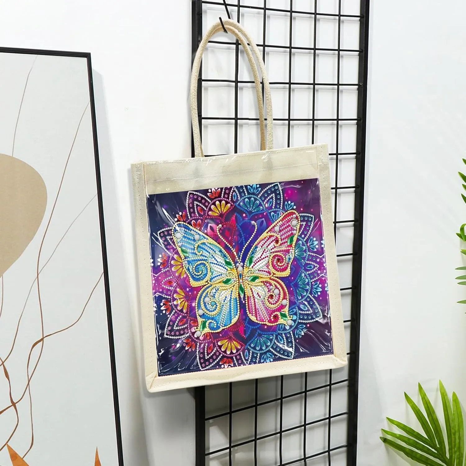 DIY Diamond Art Painting Handbag Handmade Non-Woven Shopping Tote Bags with Replace Pattern Reusable Grocery Bag