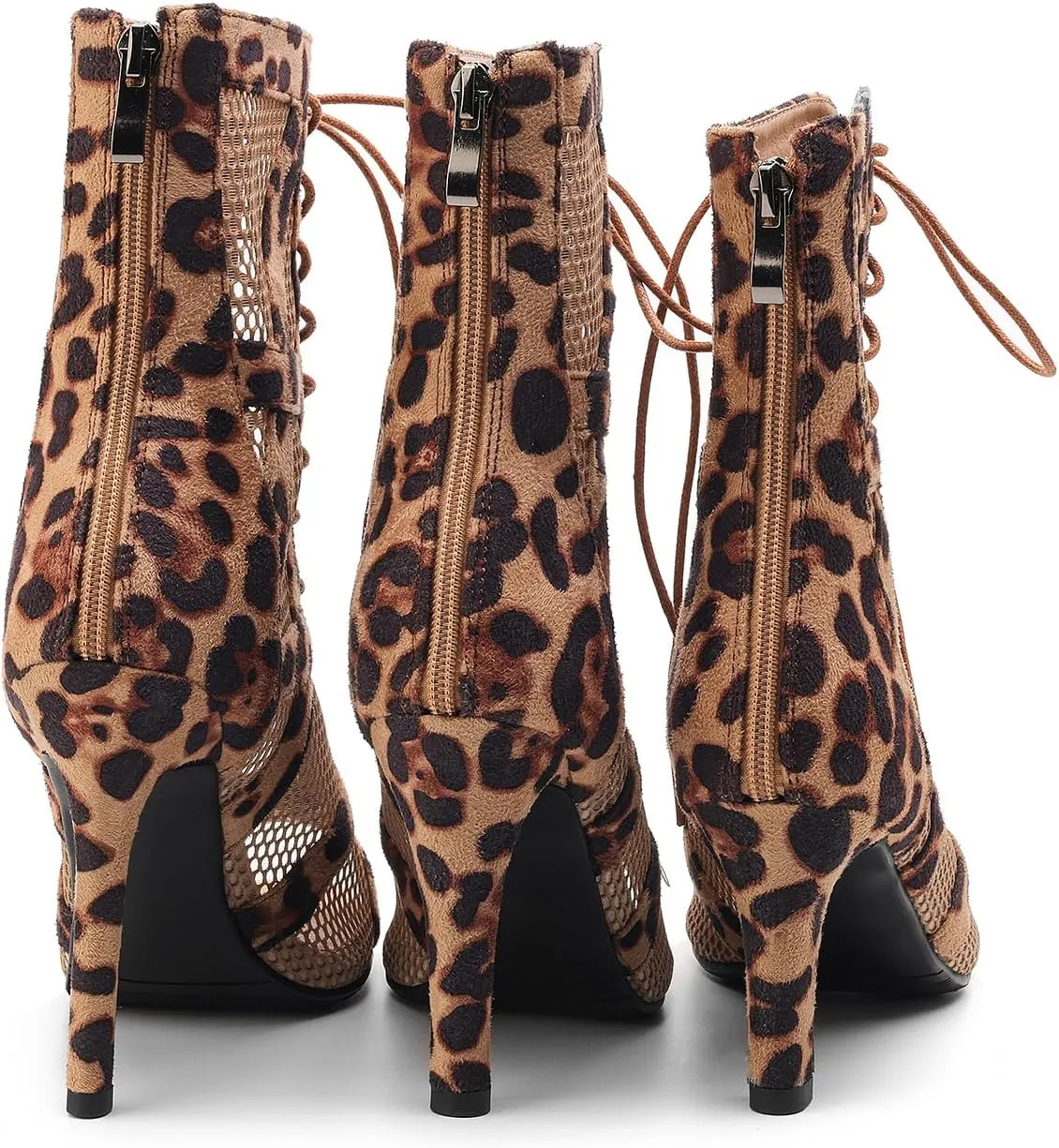 DKZSYIM Open Toe Dance Boots Women Latin Salsa Ballroom Lace-up Dance Shoes,Model K99