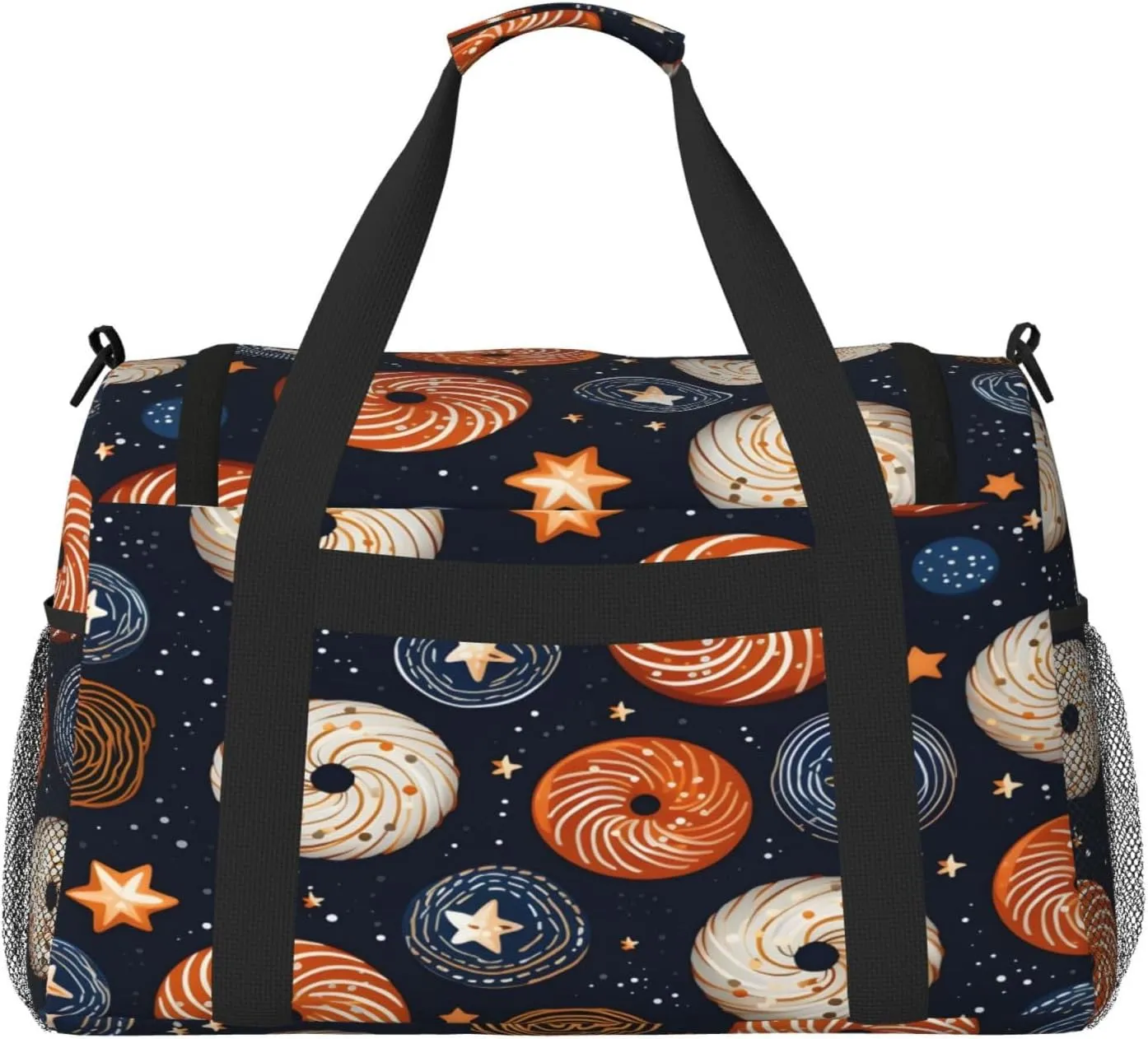 Donut Pattern Travel Duffel Bag with Strap Multi Pockets Sports Bag Handbag Large Shoulder Bag for Gym Weekend Fitness Camping