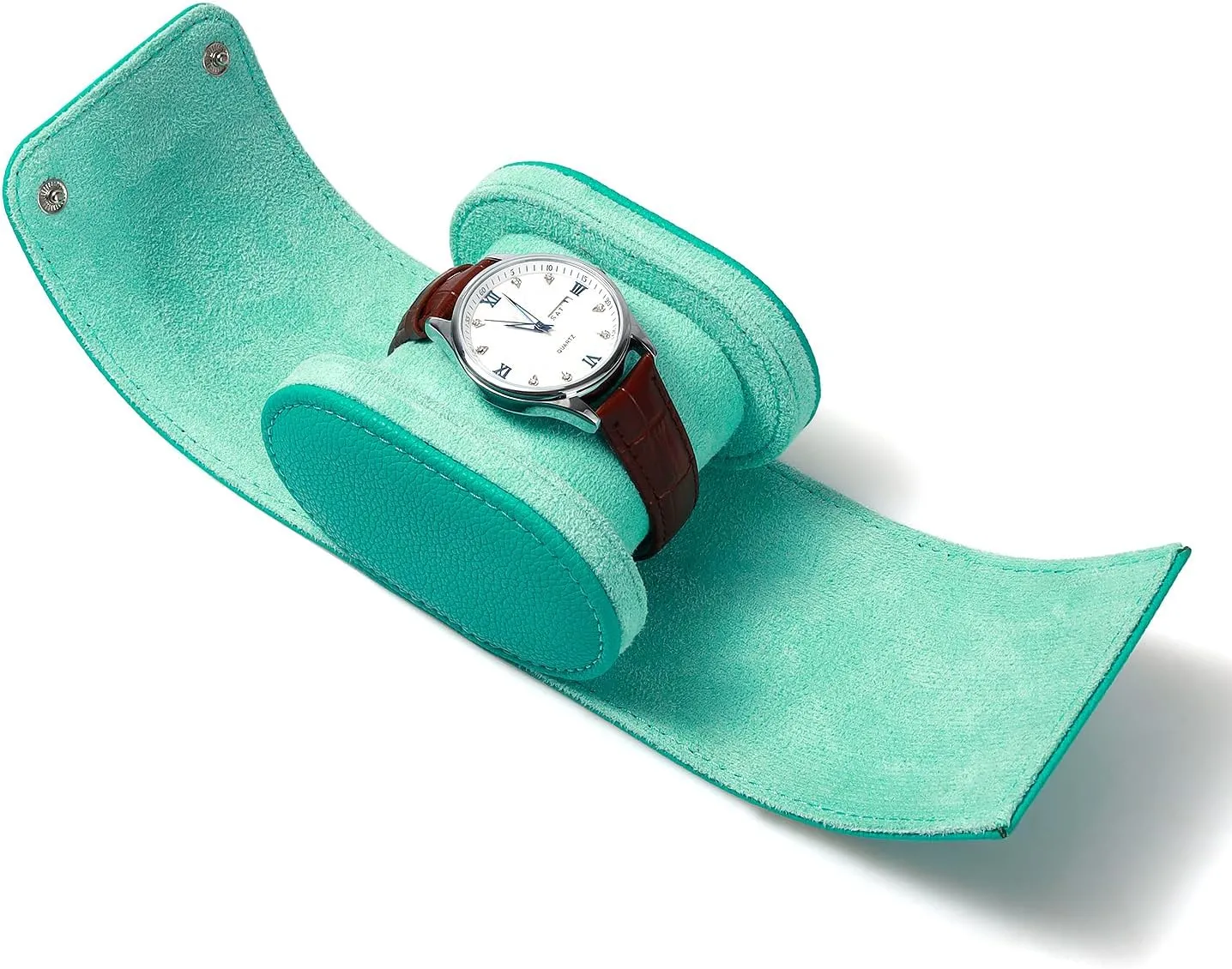 Dorisun Single Watch Travel Case - Watch Roll Travel Case for Men with Removable Pillow Holder, Watch Organiser Box for Christmas Anniversary Birthday (Emerald Green)