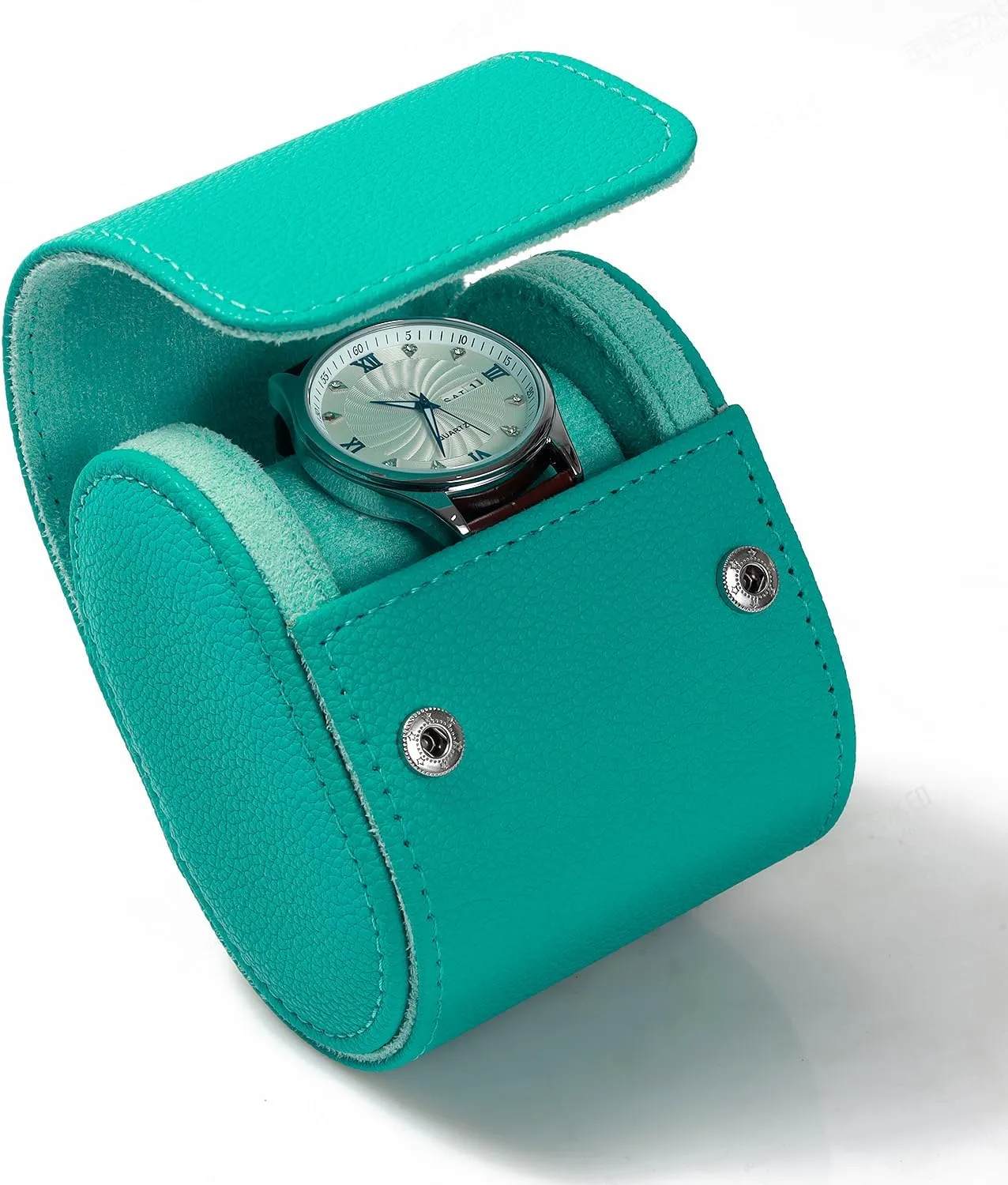 Dorisun Single Watch Travel Case - Watch Roll Travel Case for Men with Removable Pillow Holder, Watch Organiser Box for Christmas Anniversary Birthday (Emerald Green)