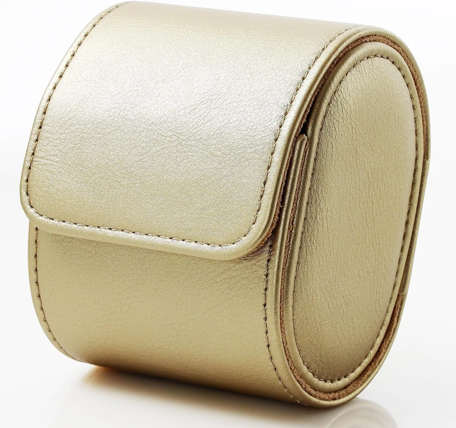 Dorisun Single Watch Travel Case - Watch Roll Travel Case for Men with Removable Pillow Holder, Watch Organiser Box for Christmas Anniversary Birthday(Pale Gold)
