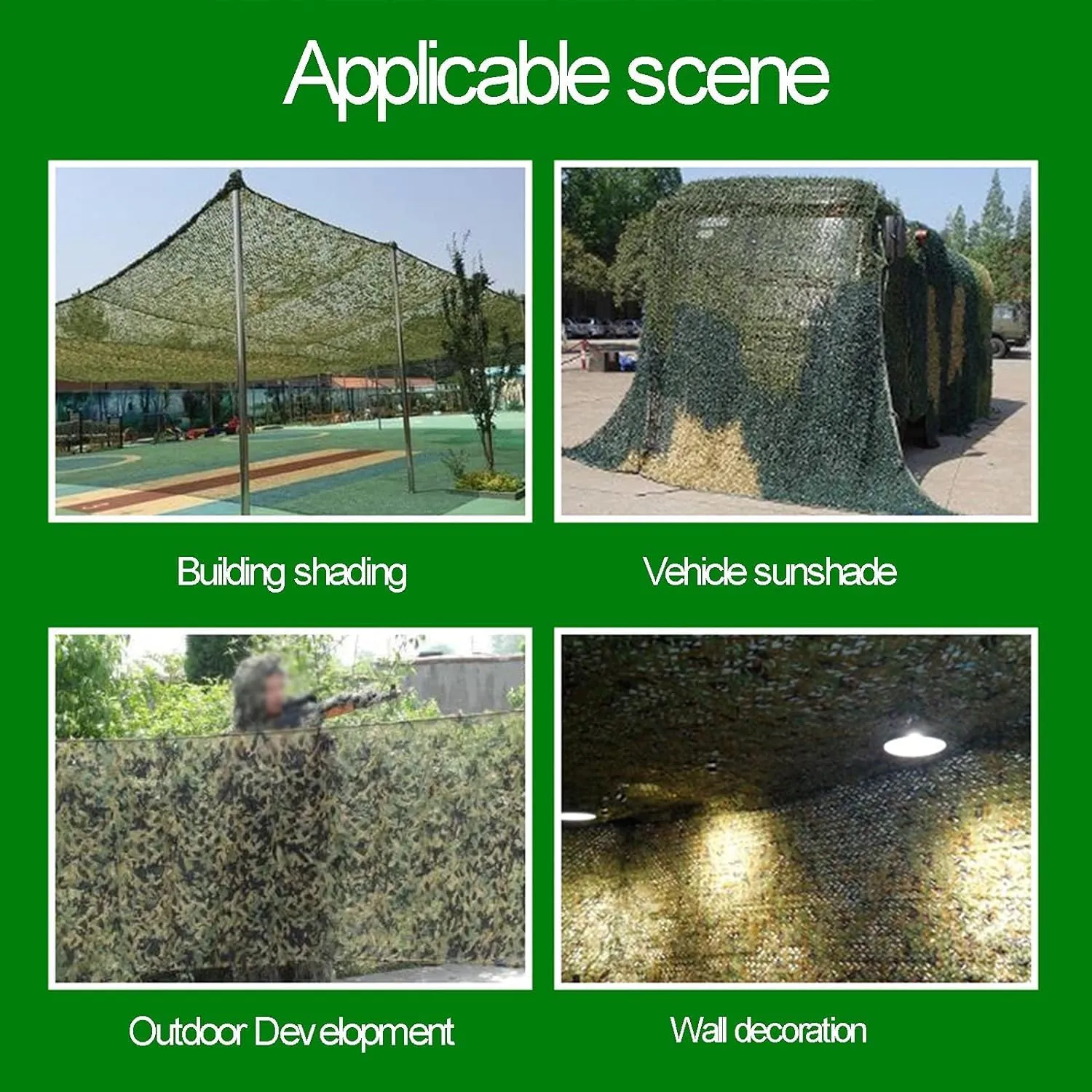 Double Thickened Camouflage Mesh Outdoor Mountain Green Cover Shade Mesh Woodland Camping Hidden Party(4 * 5m(13.12 * 16.4ft))