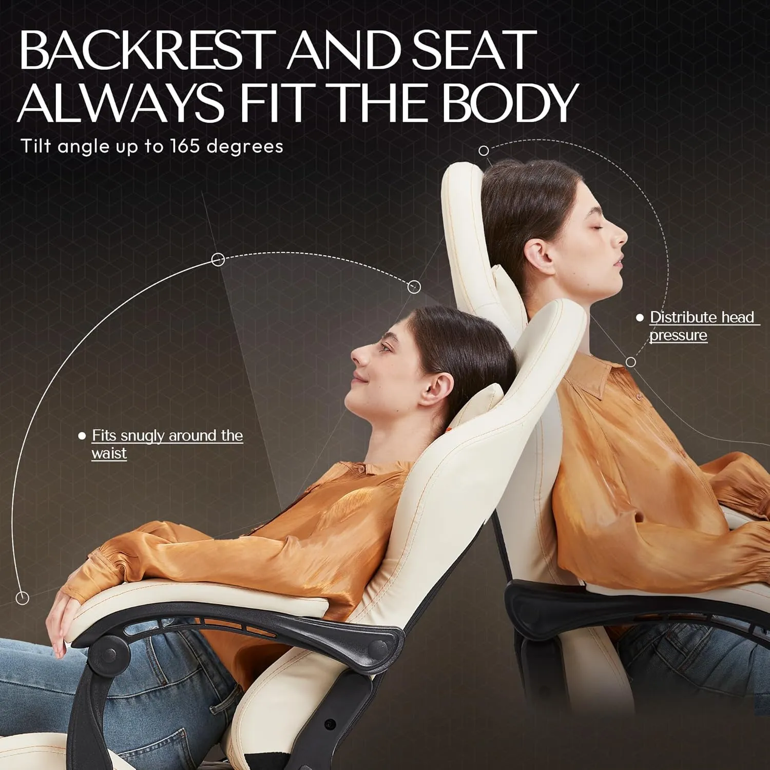 Dowinx Gaming Chair Big and Tall, Ergonomic Computer Chair with Footrest and Massage Lumbar Support, High Back Comfortable Gamer Chair for Adults 350Lbs PU Leather for Office Game, Ivory