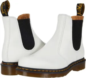 Dr. Martens 2976 Yellow Stitch Smooth Leather Chelsea Boots White Smooth UK 10 (US Men's 11, Women's 12) Medium