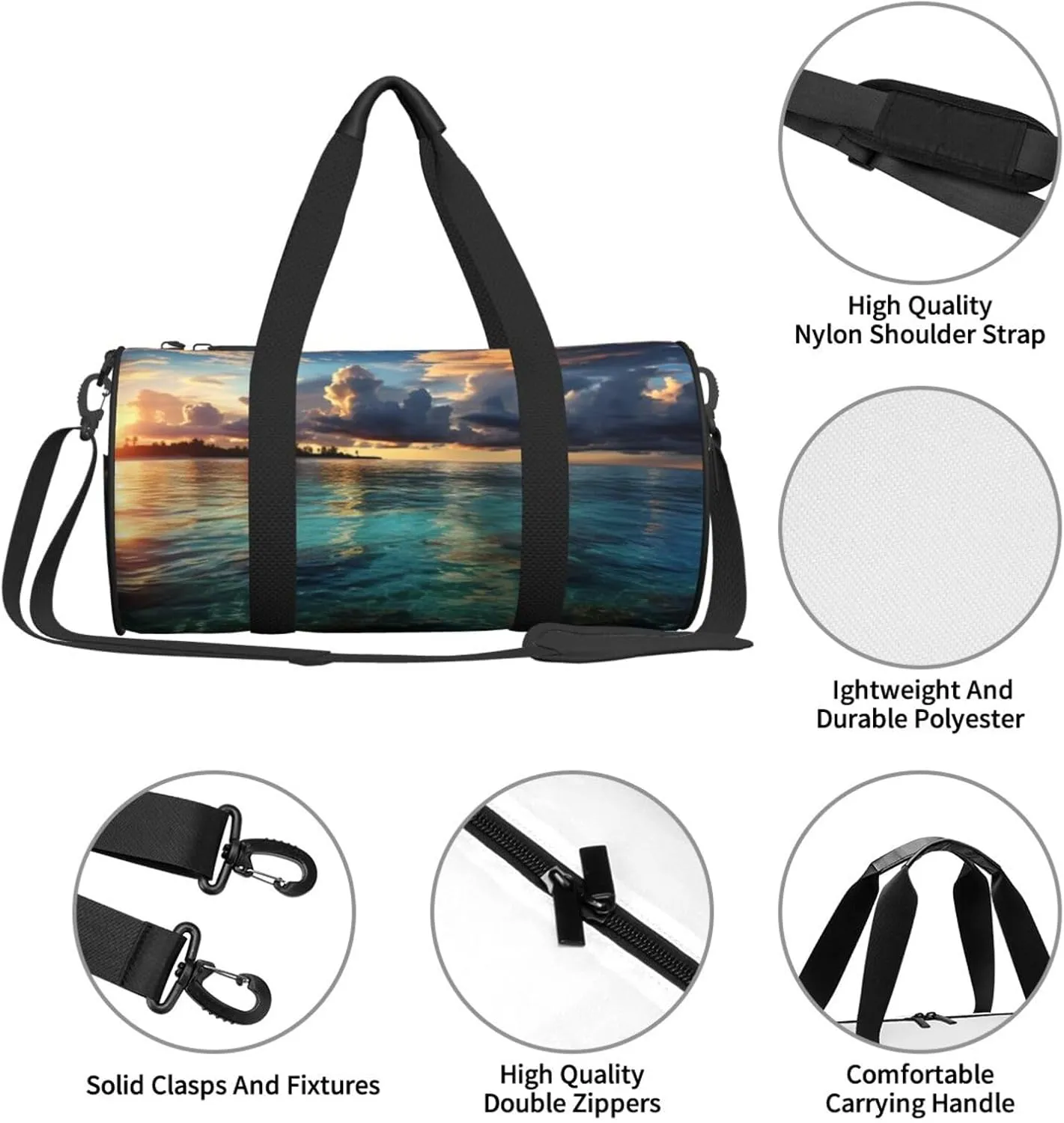 Duffel Bag for Men Women Small Gym Bag Beautiful view of the sea Travel Duffel Bag Waterproof Overnight Bag for Sports Workout