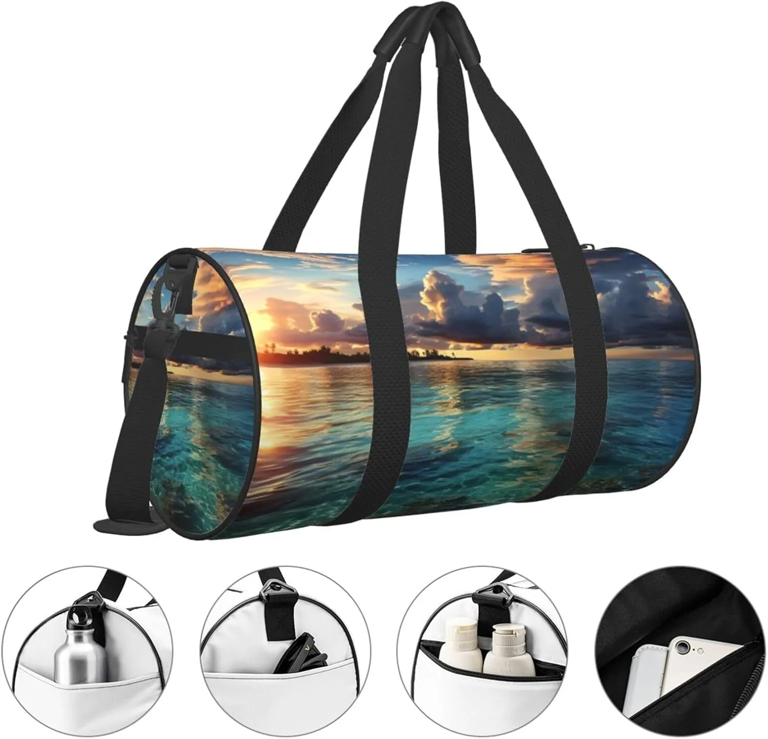 Duffel Bag for Men Women Small Gym Bag Beautiful view of the sea Travel Duffel Bag Waterproof Overnight Bag for Sports Workout
