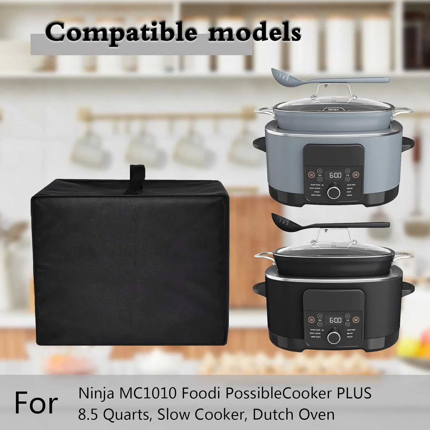 Dust Cover for 8.5 Quart Slow Cookers Heavy Duty Waterproof Dust Multi-Cooker Cover Case Compatible with Ninja MC1001 Foodi PossibleCooker PRO 8.5 Quart Multi-Cooker (Black)