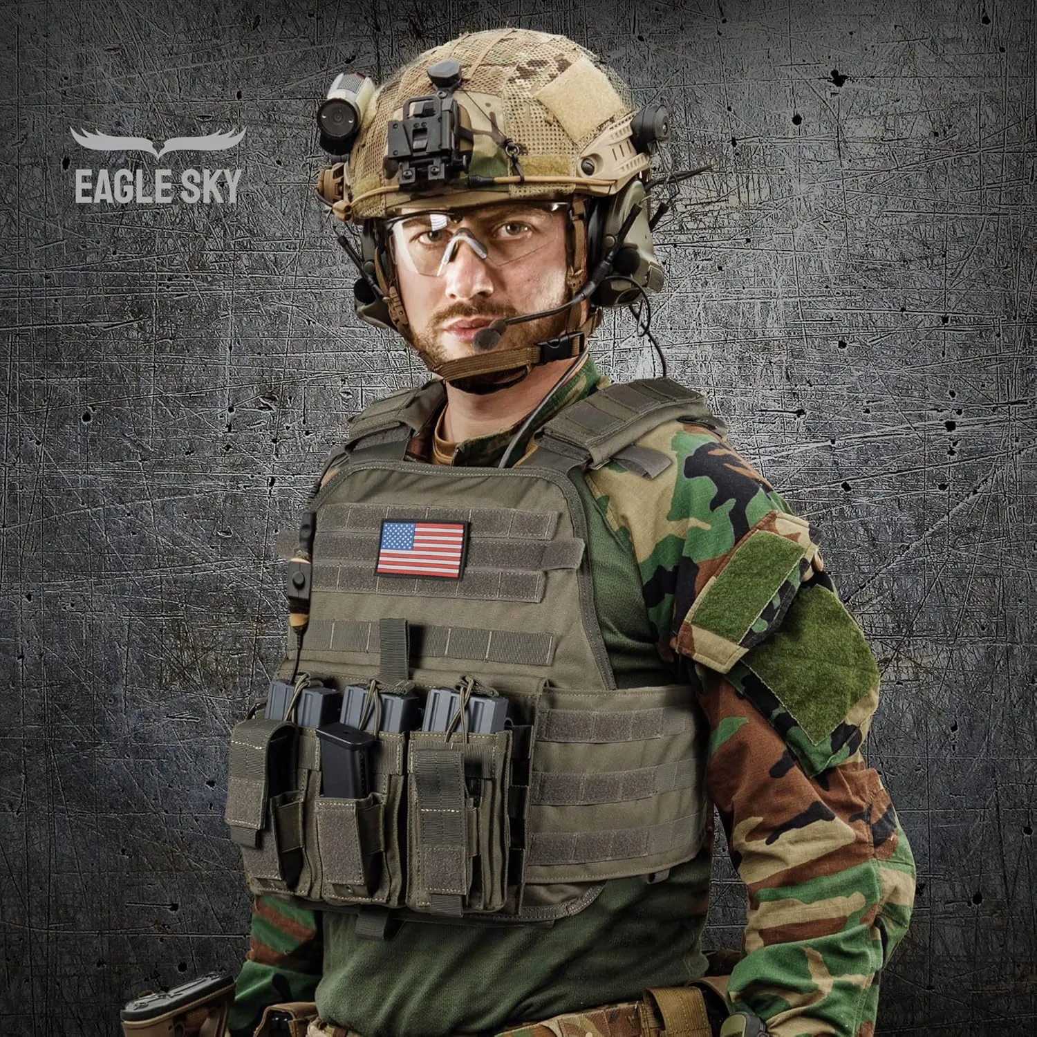 Eagle Sky Tactical Vest, Tough 500D Nylon, Adjustable Size S-XXL, Breathable 3D Mesh Liner