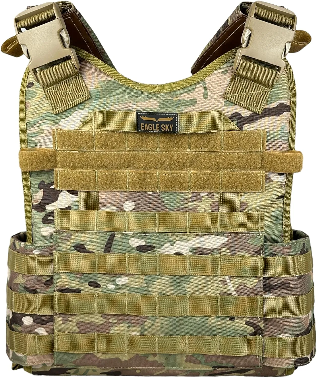 Eagle Sky Tactical Vest, Tough 500D Nylon, Adjustable Size S-XXL, Breathable 3D Mesh Liner
