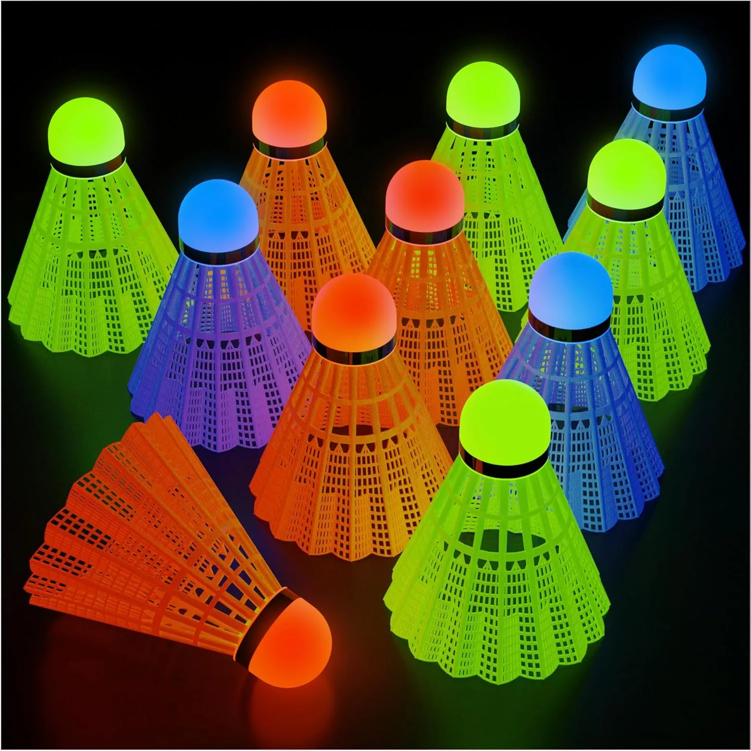 EAGLES LED Badminton Shuttlecocks - 5 or 11 Pack Lighting Birdies, Nylon Glow in The Dark Birdie Balls for Baseball Practice Plastic Light Up Birdies for Outdoor Indoor Sports