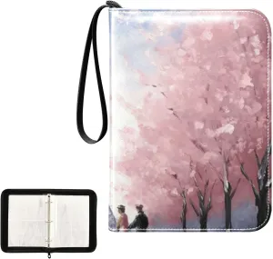 Eiffel Tower Painting Card Binder 4-Pocket, 400 Pockets Trading Cards Holder Games Card Albums Storage Organizer Case for Football, Baseball Cards